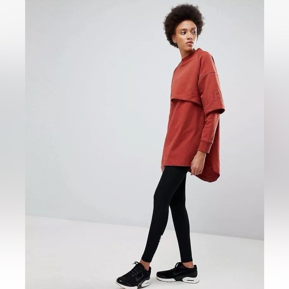 Ivy Park Hybrid Double Layer Sweatshirt Dress in Maroon Size XXS - Picture 3 of 10